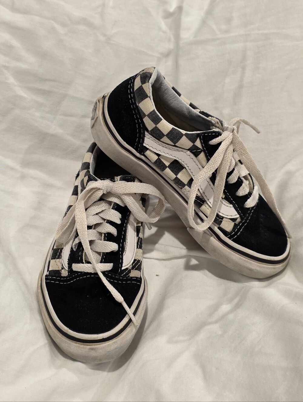 Vans Kids Old Skool Shoes Black & White Checkerboard Little Kids Size 11